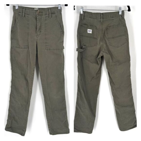 Vintage Lee Womens Straight Leg Workwear Cargo Pants Army Olive Green Size 2 Y2K - Picture 1 of 11